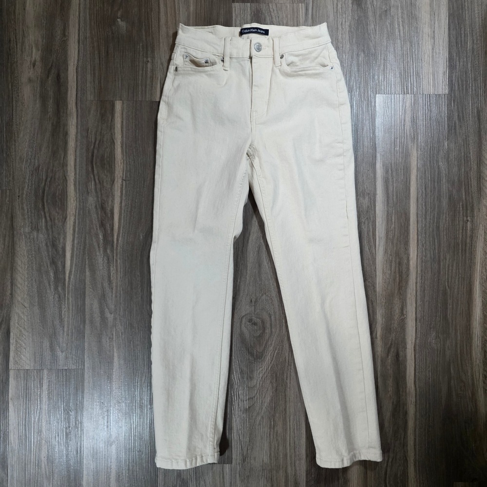 Calvin Klein‎ Jeans Womens 24 High Rise Slim Cream Off White Denim Pants
